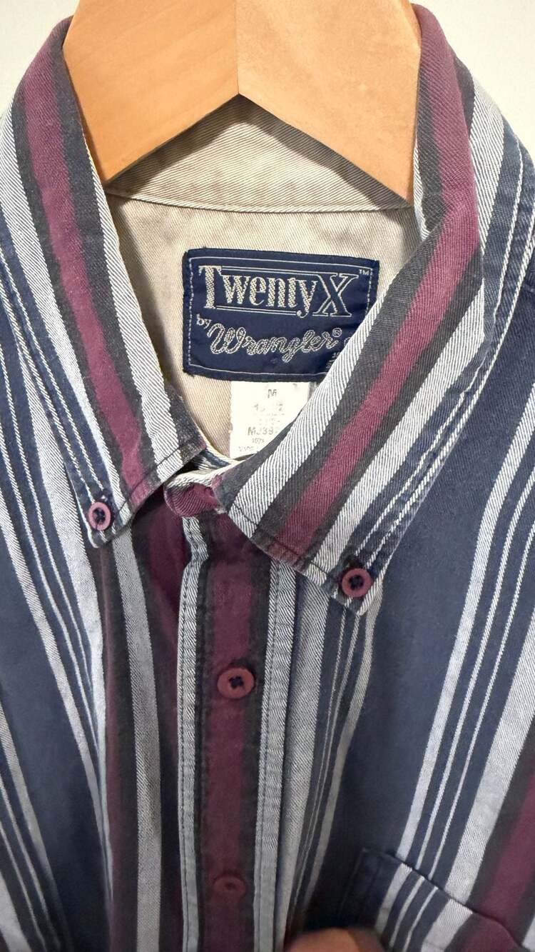 Wrangler Western Brushpopper Pearl Snap Shirt Men's XL Red Yellow Blue VTG 90's